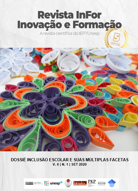 Capa Dossiê Inclusão Escolar e suas múltiplas facetas. Capa InFor 5 anos sobreposta por imagem de mandala floral colorida.